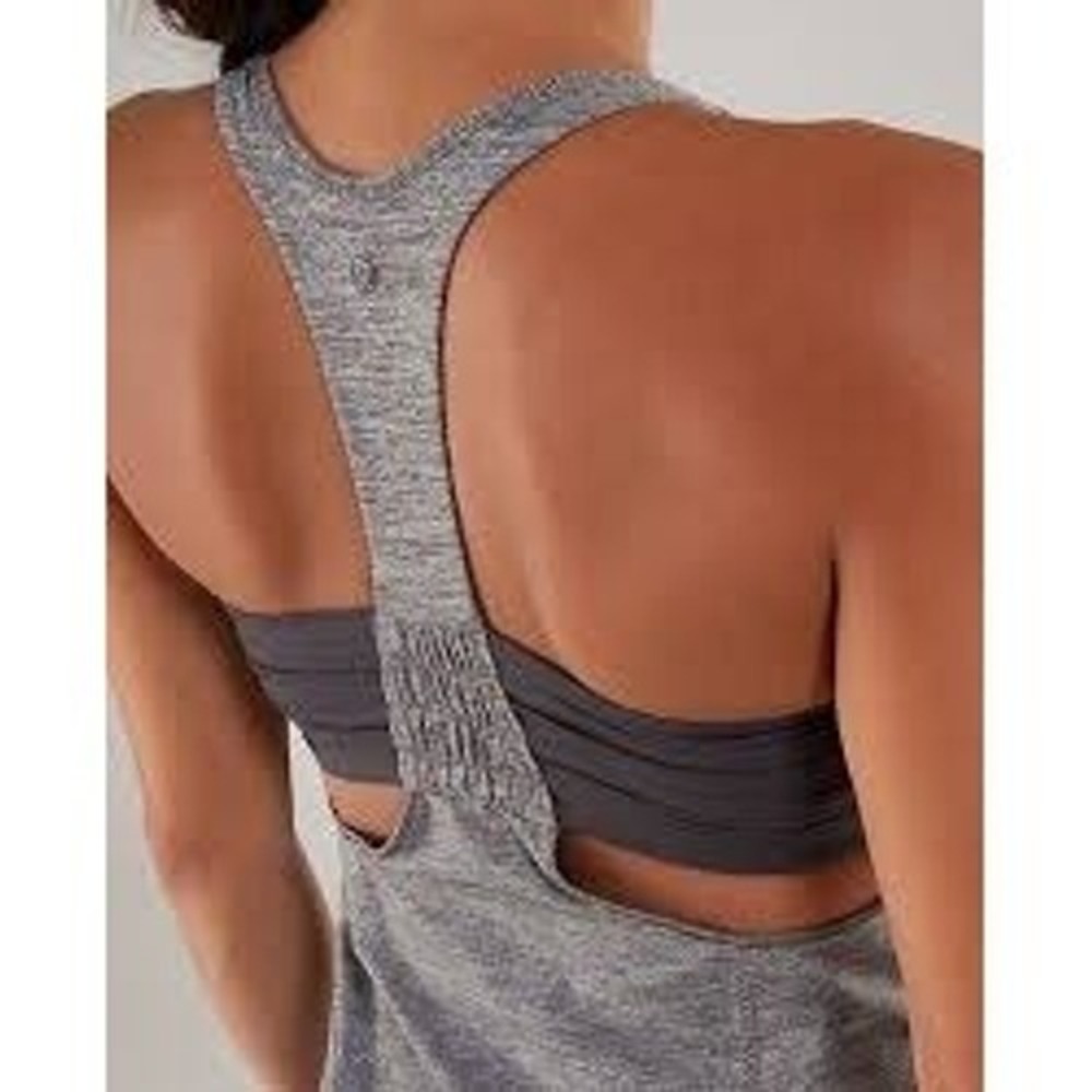 Lululemon Turbo Tank Top Heathered Grey Built In Bra Racerback Size 8